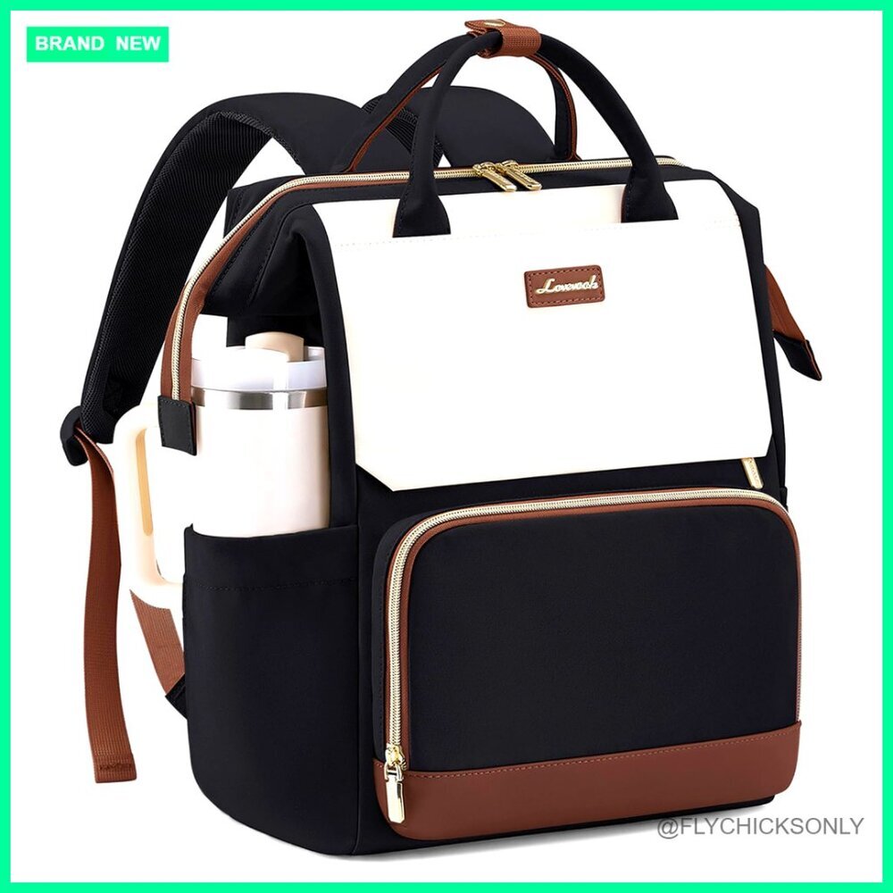 15.6 Inch Laptop Backpack with Tumbler Holder, Water Resistant Travel Work Bag